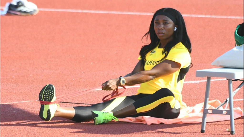 Shelly-Ann Fraser-Pryce trains during a session at the Paris Olympics. (PHOTO: Marlon Reid).