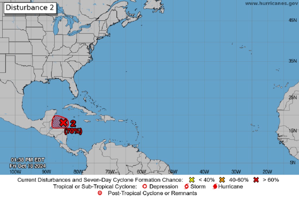 Tropical Disturbance in northwestern Caribbean Sea on October 18, 2024. (Source: NHC) 