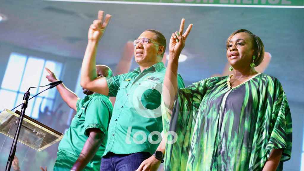 Prime Minister Andrew Holness and Member of Parliament Juliet Holness at the JLP's 81st Annual Conference, Sunday, November 24, 2024.
