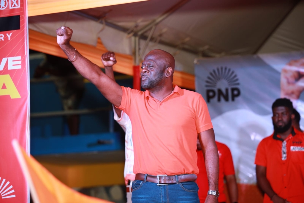 As PNP candidate Christopher Brown took the stage on November 3, he expressed heartfelt gratitude to his supporters, saying, “Thank you, South East St Mary! (Contributed photo)