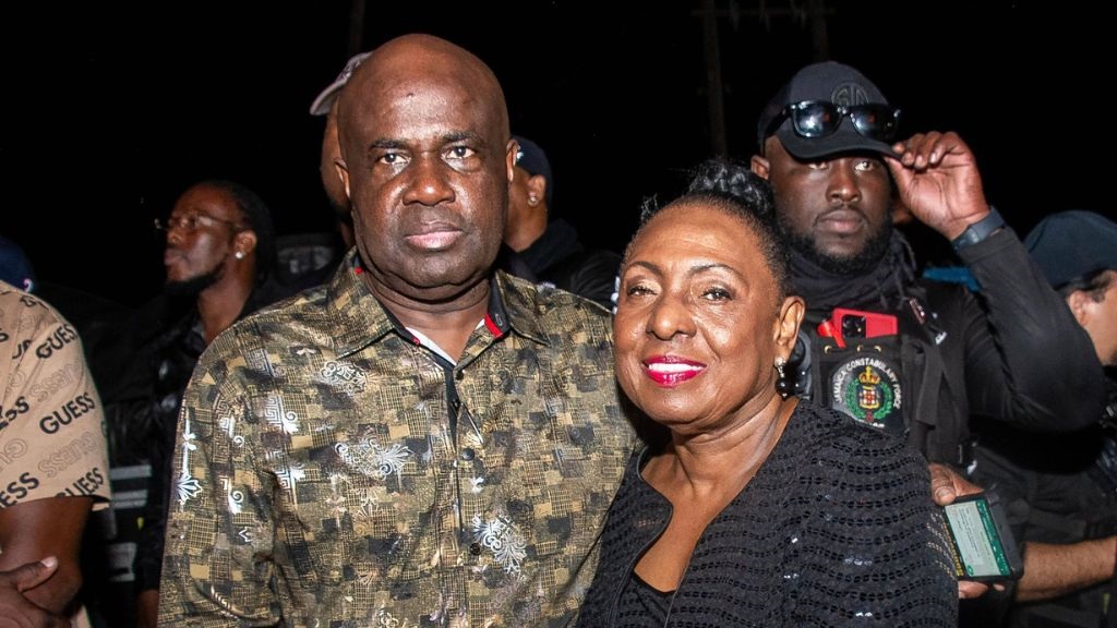 Entertainment Minister Olivia 'Babsy' Grange and Isaiah Laing (right), Sting’s lead organiser. (Photo via X)