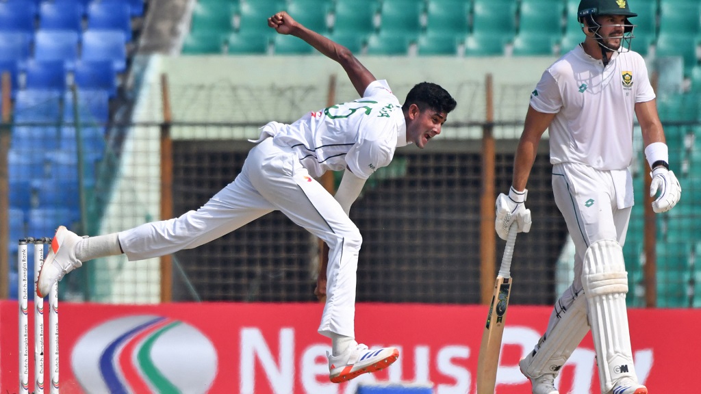 Nahid Rana claimed his first five-wicket haul on day three of Bangladesh's second test against the West Indies. (PHOTO: AFP via Getty Images).
