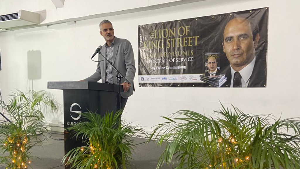 JMEA President Sydney Thwaites addressing the launch of the memoir in tribute to Sameer Younis