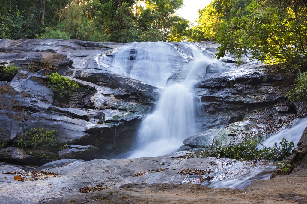 iStock photo of a small waterfall flowing down.