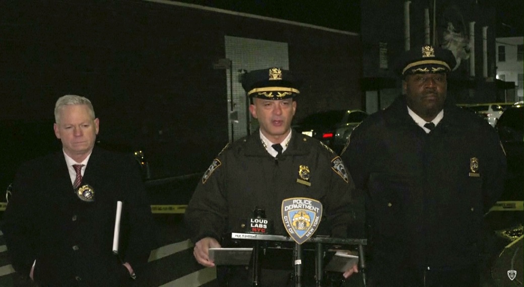 In this grab taken from a video provided by the New York Police Department, Chief of Patrol Philip Rivera, centre, speaks to the media during a press conference in New York, early Thursday, January 2, 2025, the day after a shooting outside a nightclub in Queens. (Photo: NYPD via AP)
