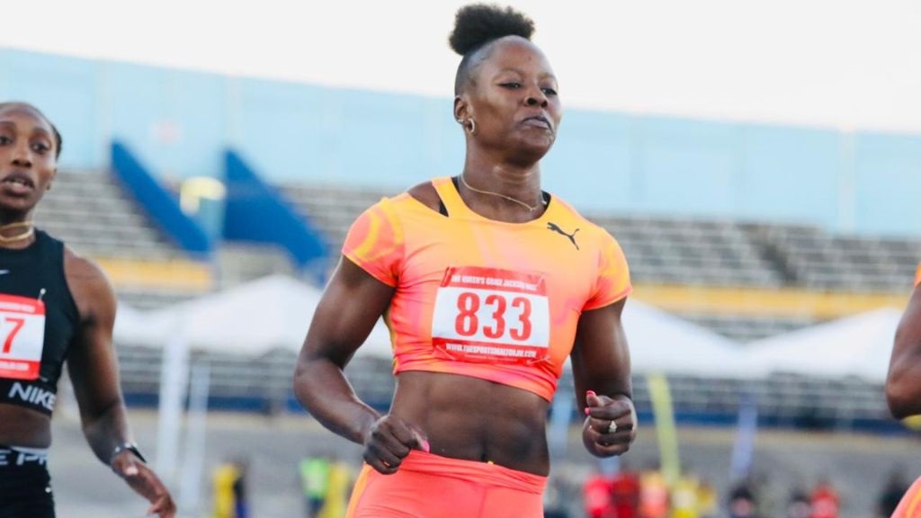 Shericka Jackson competes in the women’s 60m at the Queen’s/Grace Jackson Development meet at the National Stadium in Kingston on Saturday, January 25, 2025. (PHOTO: Marlon Reid).