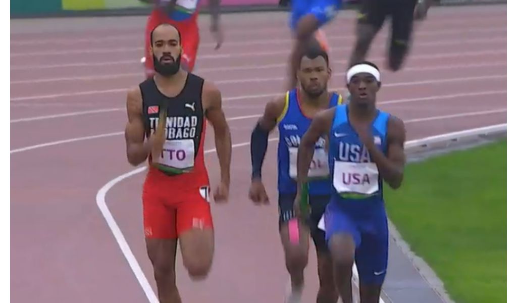 Trinidad and Tobago's Machel Cedenio (eft) is part of the men's 4x4oom relay team that is competing in the Olympic final on Saturday morning in Tokyo. 