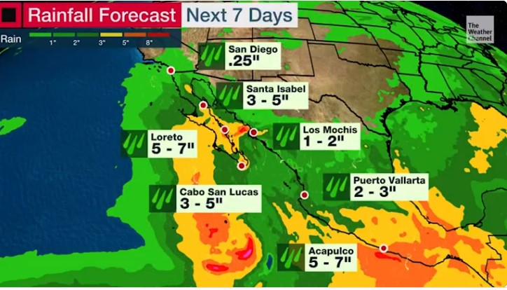 Rainfall predictions (source: The Weather Channel)