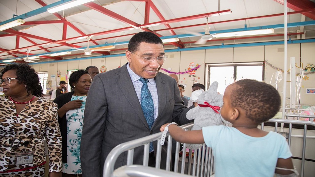 Holness donates $1 million to Bustamante Hospital for Children