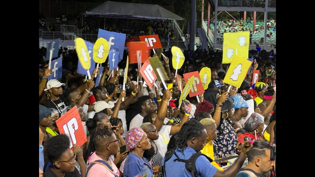 Fans at last evening's Soca Monarch Finals. 