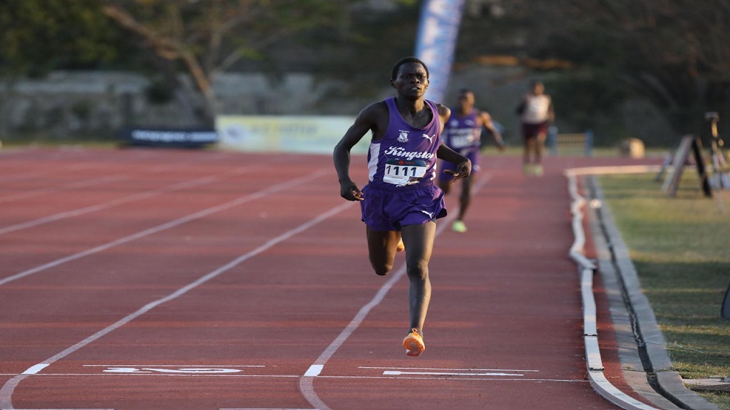 Kenyan Nahashon Ruto from Kingston College secures victory in heat four of the Boys' Class Two 800m. Ruto achieved a personal best time of 1:57.99, which stands as the fastest time among the four heats.

