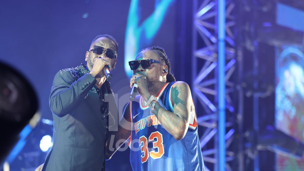 Bounty Killer (left) and Vybz Kartel on stage at the Freedom Street concert. (Photo: Ramon Thompson)