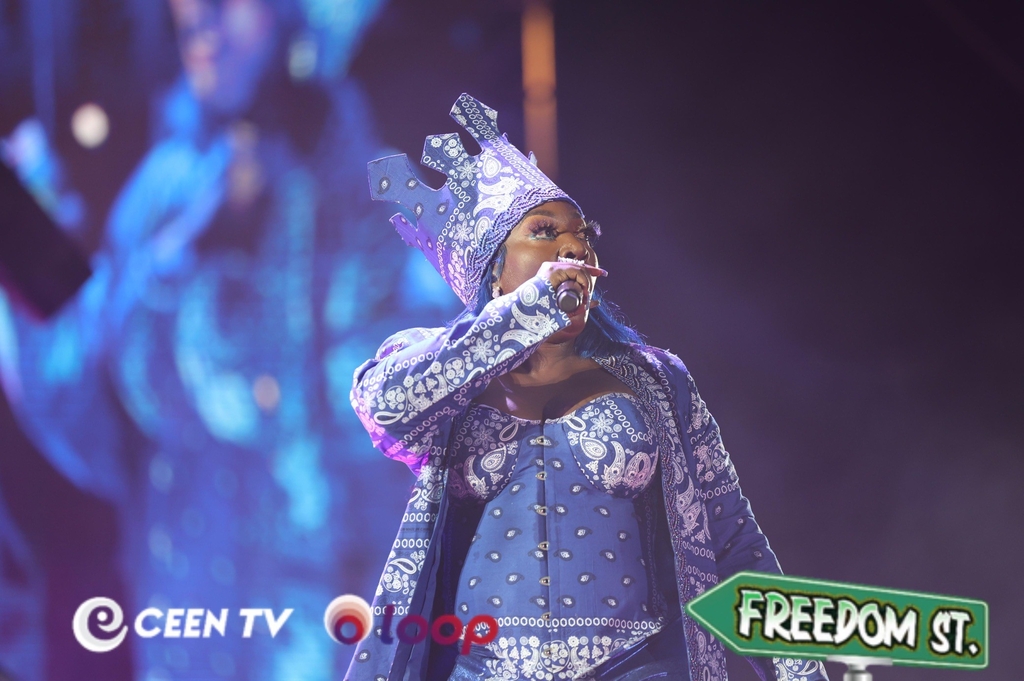 Dancehall superstar Spice takes the stage at the National Stadium for Vybz Kartel's Freedom Street (Photo: Ramon Thompson)