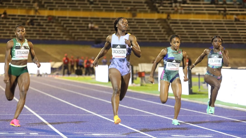 Jamaica's Shericka Jackson wins the women's 100m  at the Racers Grand Prix at the National Stadium on Saturday, June 3, 2023. (PHOTO: Marlon Reid, File).
