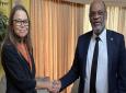 Le Premier ministre haïtien Ariel Henry et la Coordinatrice humanitaire de l'ONU, Ulrika Richardson, lors d'une rencontre en 2022
Photo : BINUH
