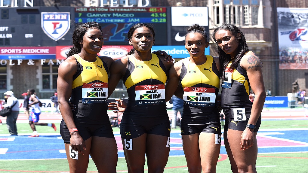 Jamaica's women's 4x400m team (from left) Shericka Jackson, Janieve Russell, Christine Day and Stephenie McPherson.